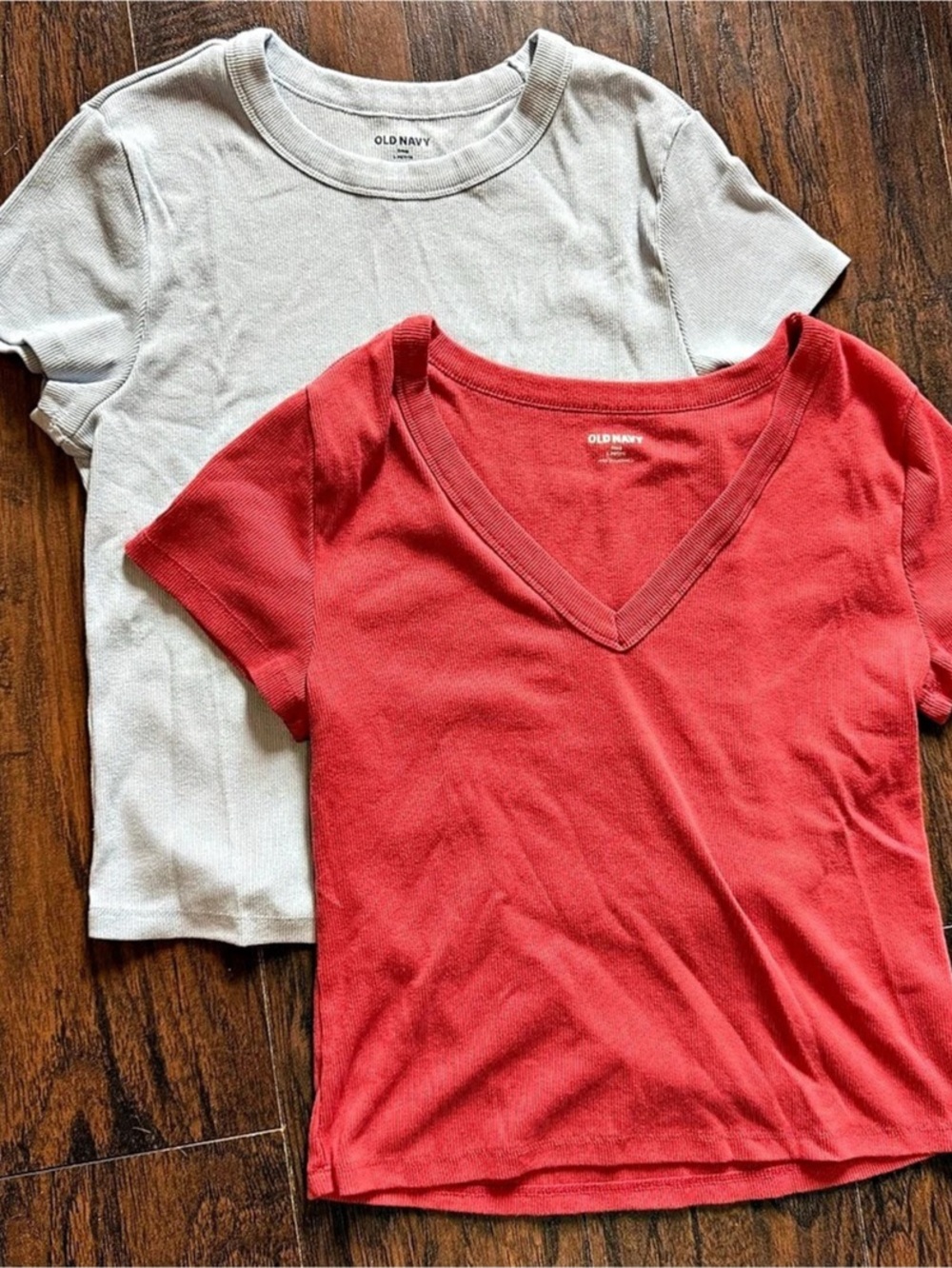 Old Navy Snug Short-Sleeve Ribbed Tee Set Red & Light Blue